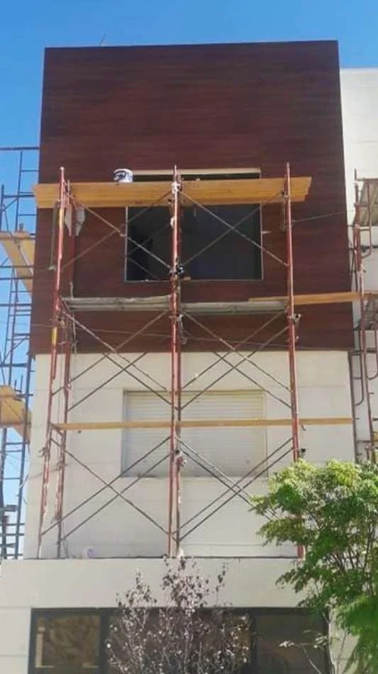 Private villa HPL and steel cladding during construction